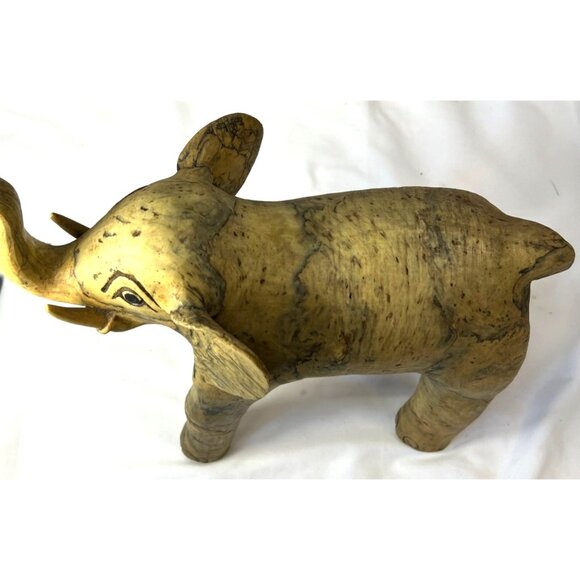 Hand-Carved Crushed Oyster Shell Elephant Figurine, Large - Picture 14 of 15